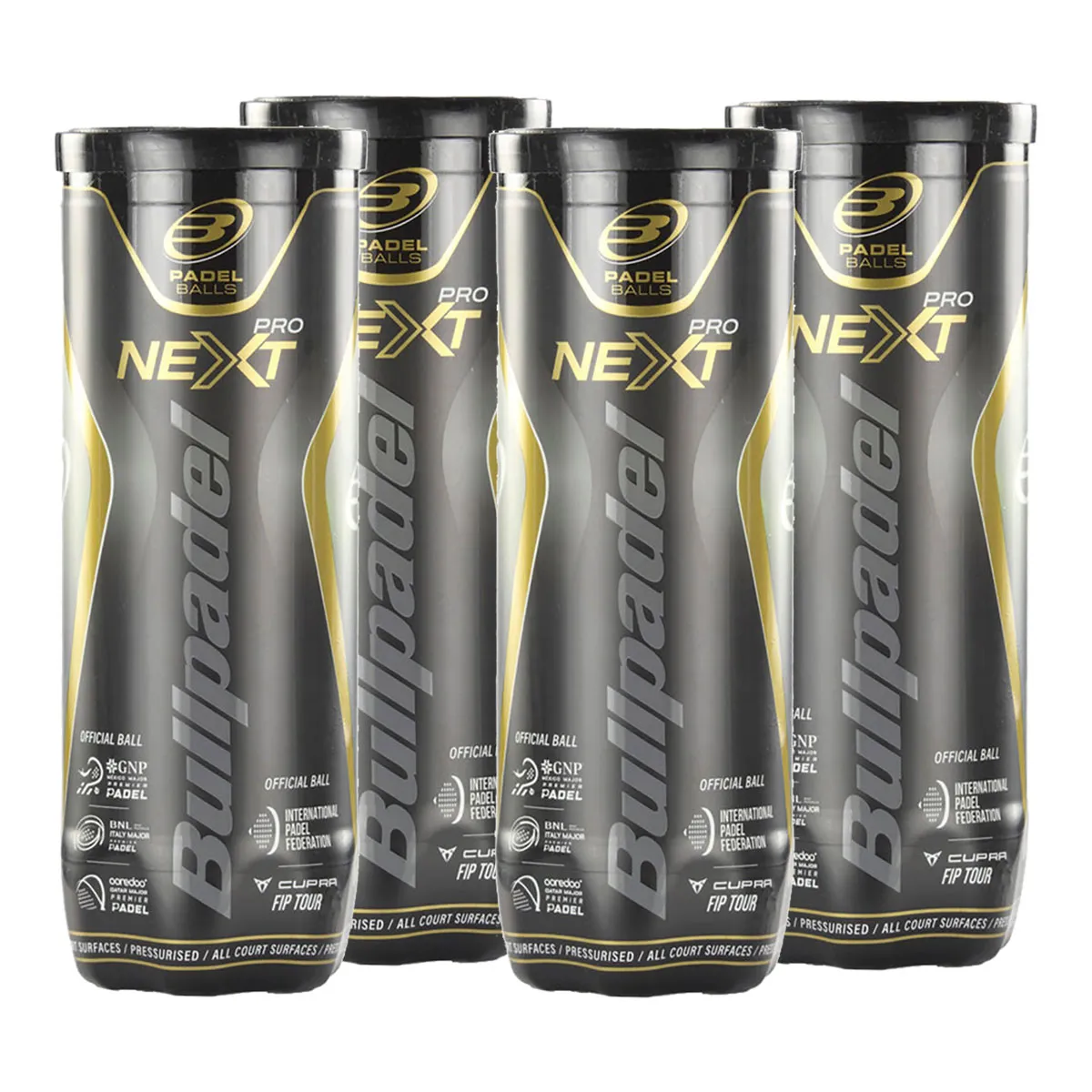 Bullpadel Next Pro FIP Padel Balls - 3 Ball Tube x 4