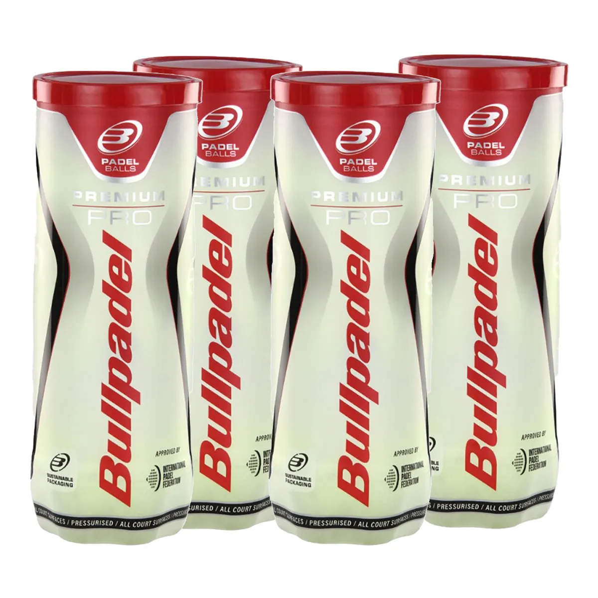 Bullpadel Premium Pro Padel Balls - 3 Ball Tubes x 4
