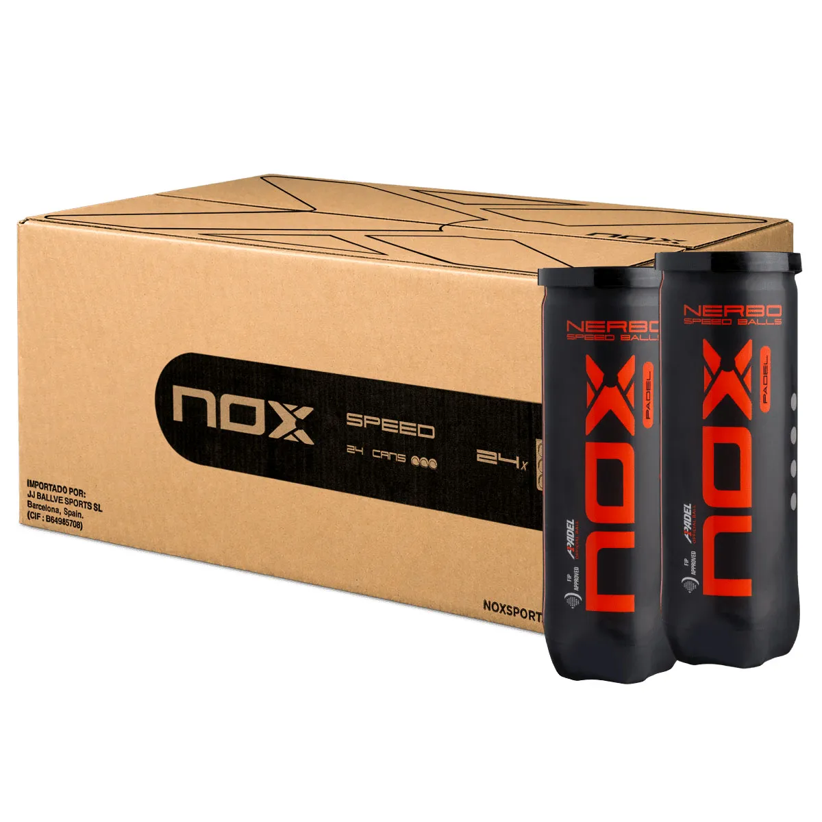 NOX Nerbo Padel Balls - 3 Ball Tubes x 24