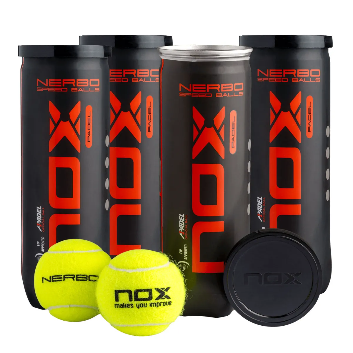 NOX Nerbo Padel Balls - 3 Ball Tubes x 4