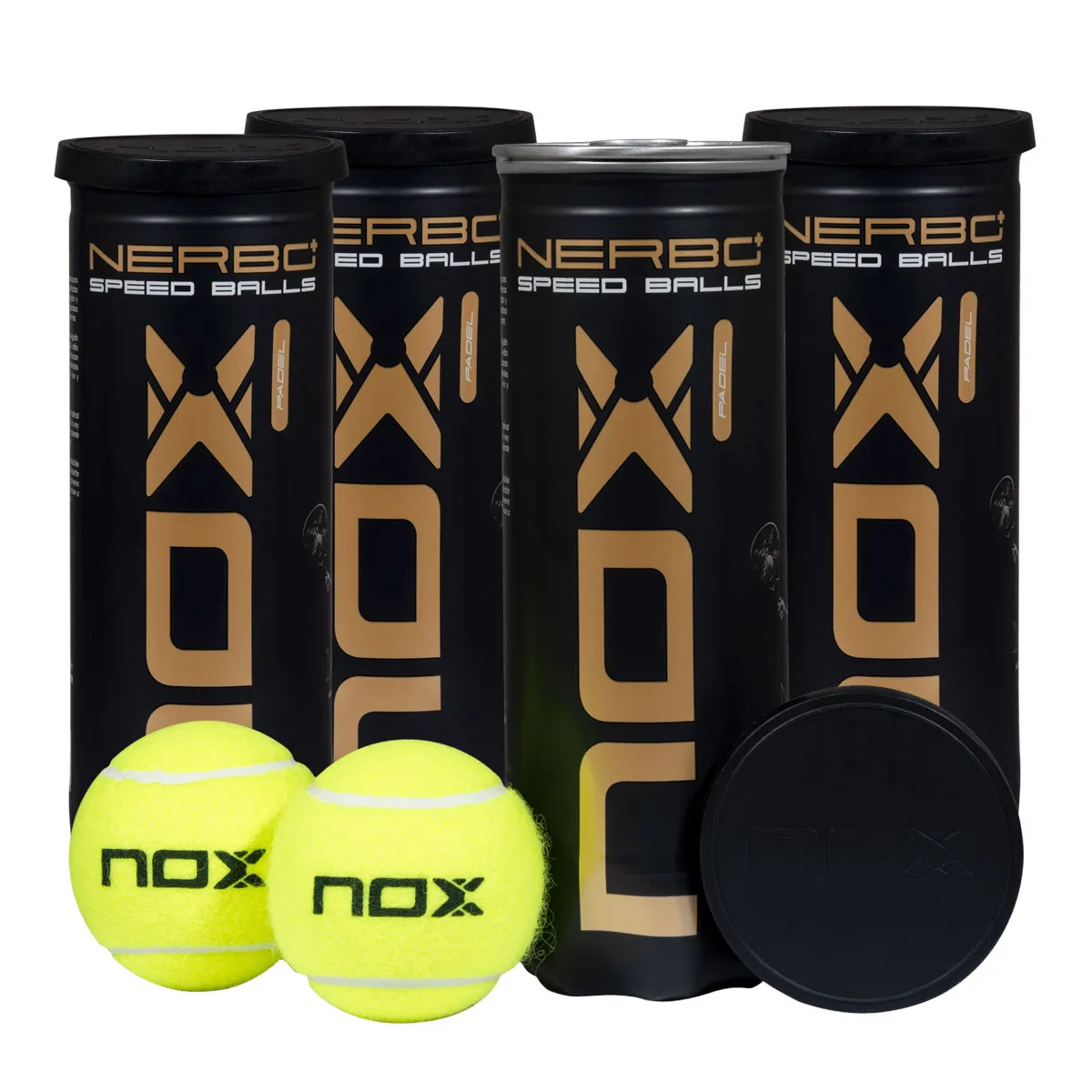 NOX Nerbo Speed Padel Balls - 3 Ball Tubes x 4